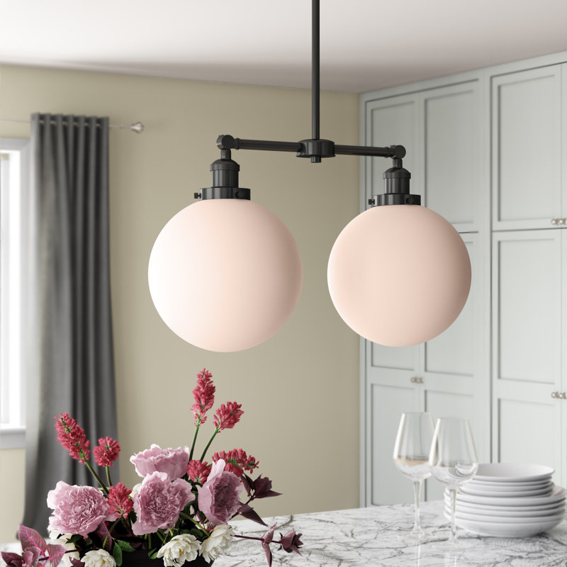 Oliver 2 - Light Kitchen Island Pendant, Oil Rubbed Bronze, Matte White