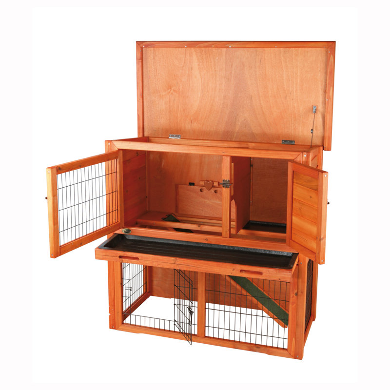 Large Natural Pine 2-Story Outdoor Guinea Pig Hutch