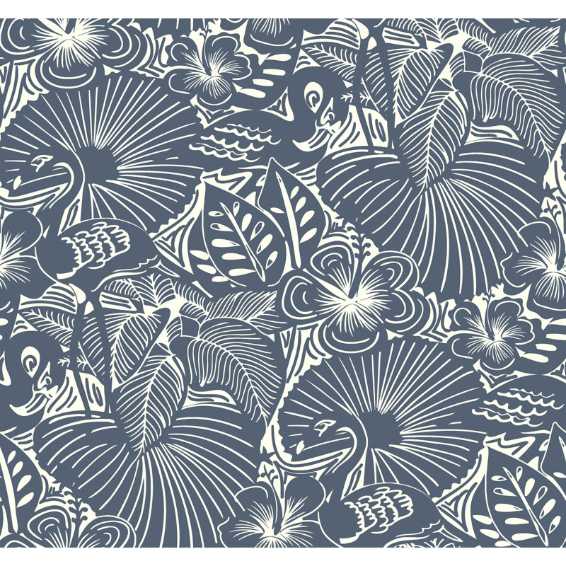 Papier peint floral Idalia, Bleu