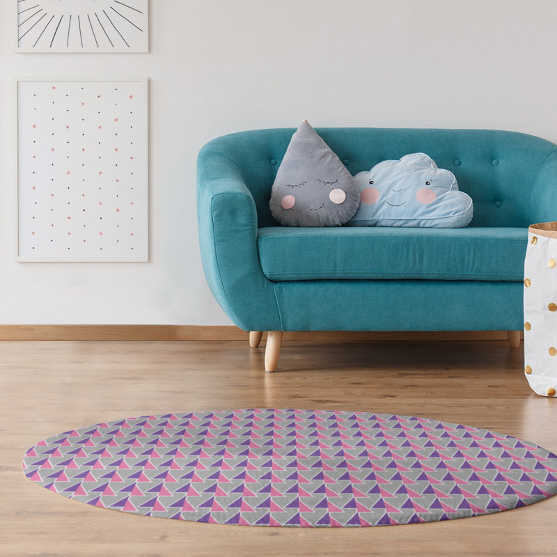 Chenille Geometric Indoor Rug, Round 5'