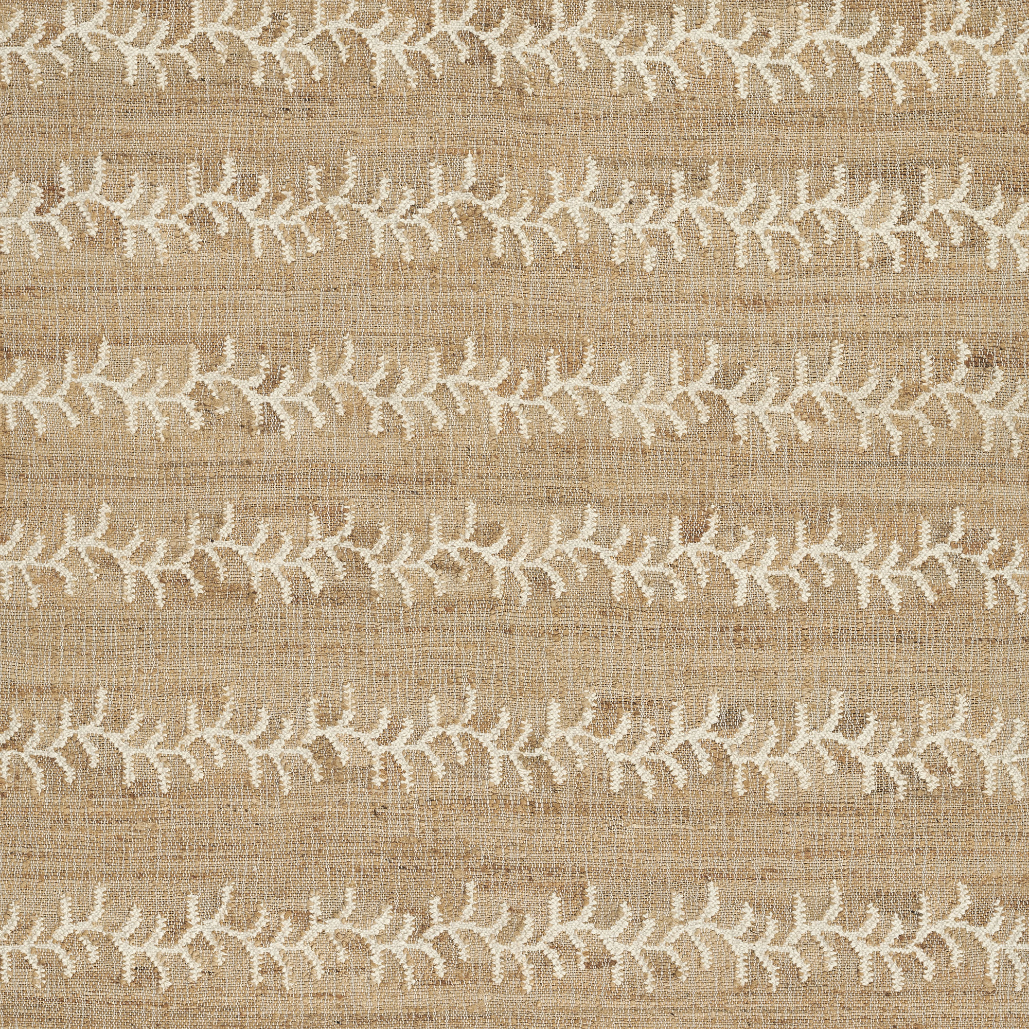 Adoria Vine Stripe Jute and Wool Hand Woven Ivory Area Rug, Rectangle 10' x 14'