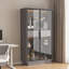 Vitrine haute 60,6 po avec porte en verre trempé, éclairage DEL, deux tiroirs, armoire de rangement de style moderne pour le salon, le bureau et le bureau, gris