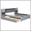 Lit plateforme tapissier avec lampes de lecture, tiroirs, lit gigogne et tablettes pour plus de confort et de rangement-1152879680