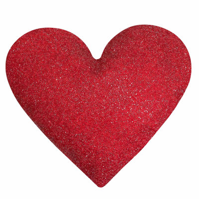 Sparkles Home Luminous Heart Red Velvet Decorative Throw Pillow with Rhinestones