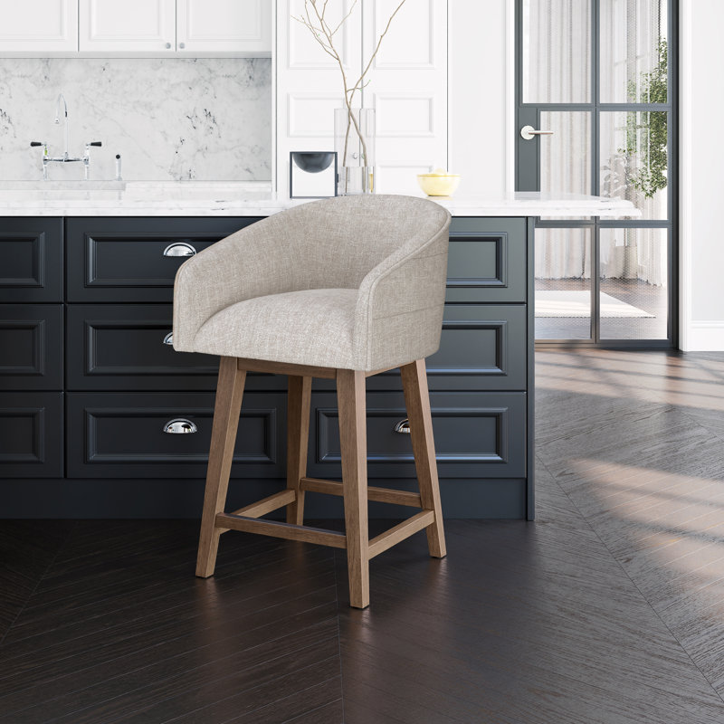 Tabouret pivotant à hauteur réglable en bois et en tonneau Dorreen, Gruau, Brun moyen