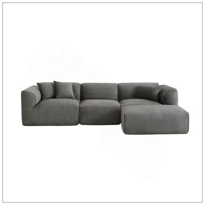 Canapé 4 places avec coussins de siège en éponge pure et repose-pieds détachable, comprenant 3 coussins décoratifs. Idéal pour les salons, les appartements et plus encore.