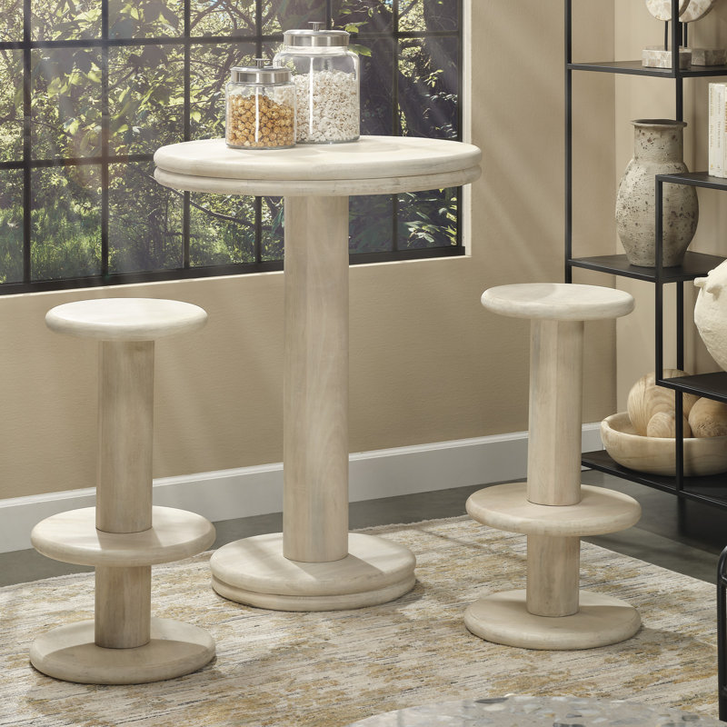 Rye Solid Wood Stool, White Bleach, Bar Stool (30" Seat Height)