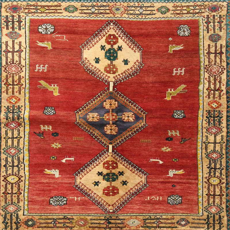 Bairiki Oriental Indoor Rug, Square 3'