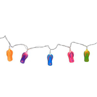 10-Count Summertime Flip Flop Novelty String Light Set 7.5ft White Wire