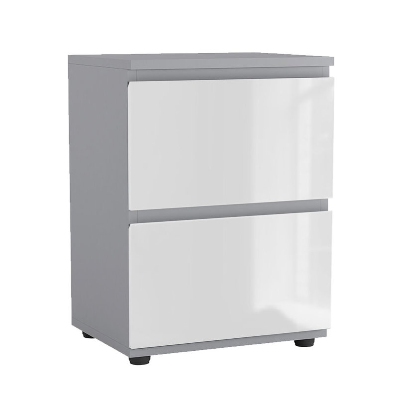 Otella 36cm W Metal Bedside Table, Grey/White