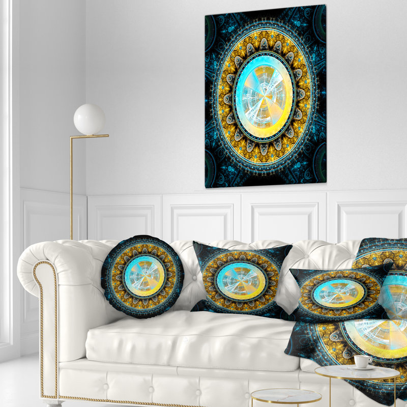  Grand coussin lombaire abstrait à fleurs symétriques arrondies