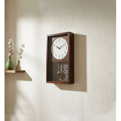 Horloge murale rectangulaire en chêne de style japonais pour le salon