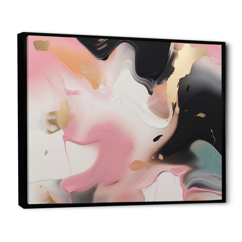 «Rose and Blue Transcendent Beauty In Marble Art V», reproduction abstraite sur toile marbrée, H 24 po x l 32 po x P 1 po
