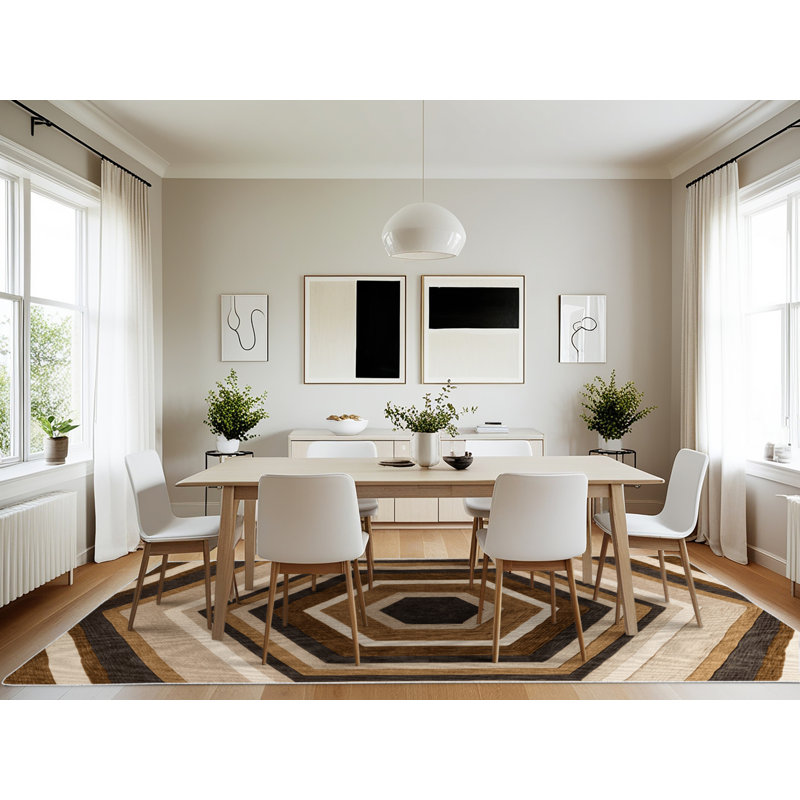 Machine Washable Space Beige Area Rug, Rectangle 7' x 10'