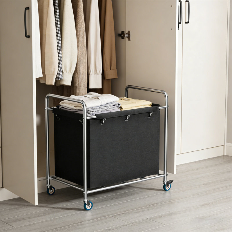 Laundry Cart,, Wheeled Washing Cart, 400 Liter Heavy-Duty Wheeled Washing Cart, Suitable For Homes And Hotels, Waterproof Oxford Cloth, Sturdy Steel Frame, Easy To Install