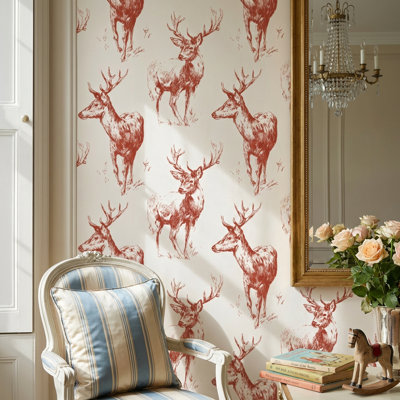 Papier peint décoratif rustique cerf Toile