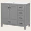 Meuble-lavabo blanc 36 po avec lavabo en céramique 36 po, 2 portes à fermeture douce, 5 tiroirs, beaucoup de rangement-1393858299