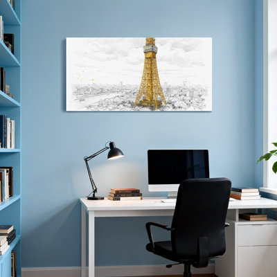 «Scénique et paysages urbains», tour dorée, croquis de paysage urbain, reproduction d'art Z251225161612195117