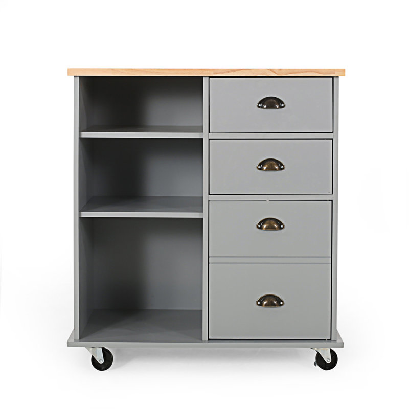 Kitchen Cart With 2 Drawers+1 Door, Gray