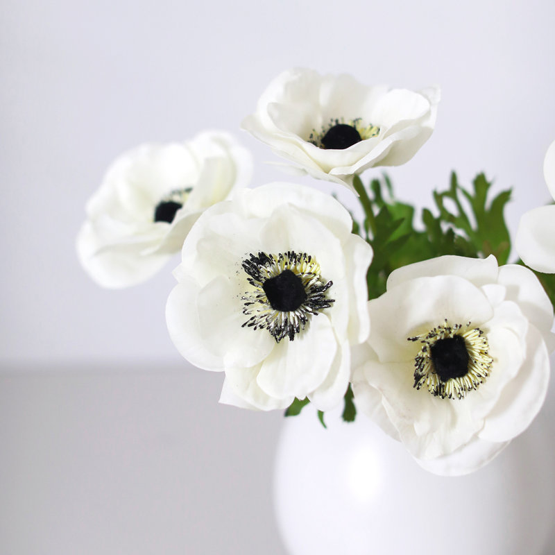 Real Touch Anemone Faux Floral, White
