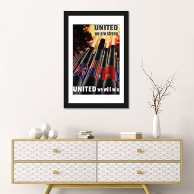 « wwii poster united we is win », affiche rétro sur toile