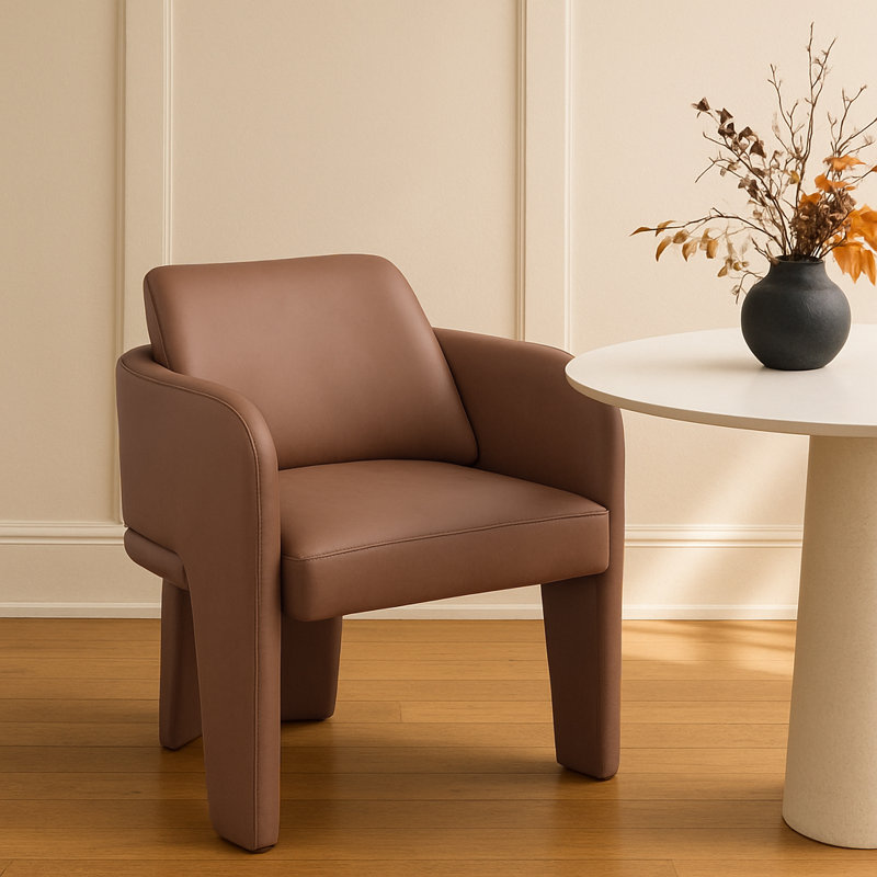 Chaise rembourrée en cuir Vanda Vanda, Cuir brun clair végétalien