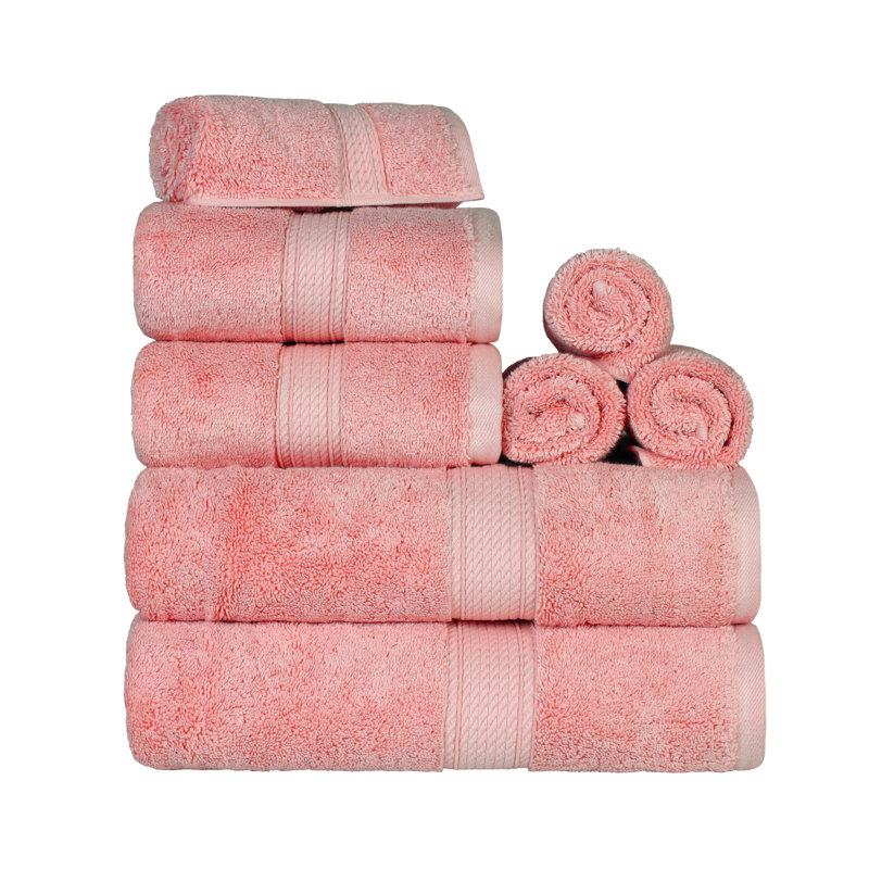 Ensemble de 8 serviettes en coton de qualité égyptienne 800 g Renata , Thé rose
