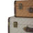 Delor Wooden Vintage Studded Woven Storage Decorative Multi Colored Trunk with Bronze Latch and Handle Set