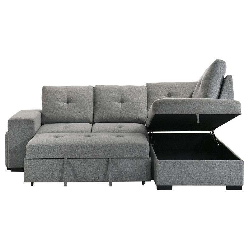 Modern Sleeper Sectional Sofa with Hidden Storage and Stool Seating