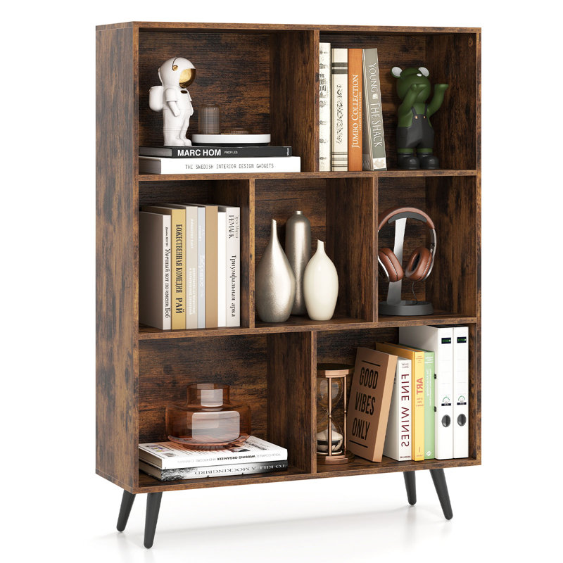 107cm H x 80cm W Metal Standard Bookcase, Brown