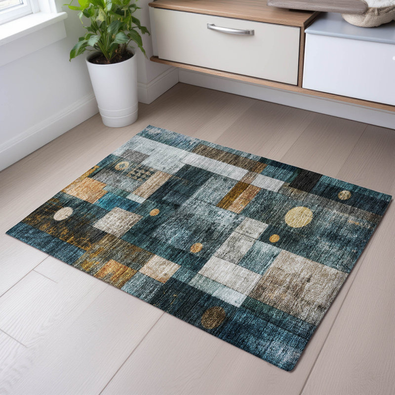 Premium Machine Washable Mayfield AMF1123 Geometric Rug, Rectangle 1'8" x 2'6"