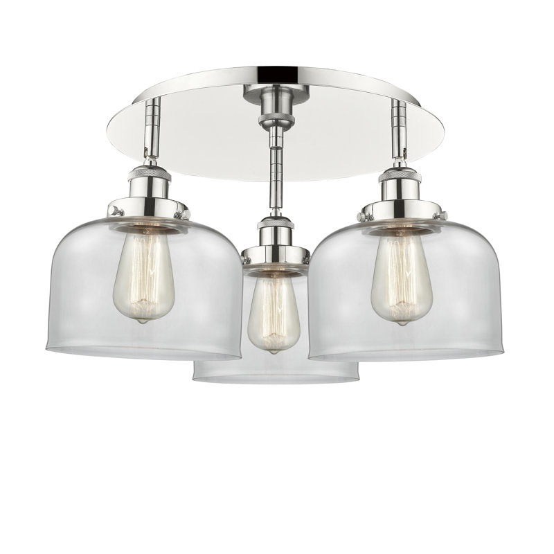 Bejtullah Glass Flush Mount, Clear, Polished Nickel