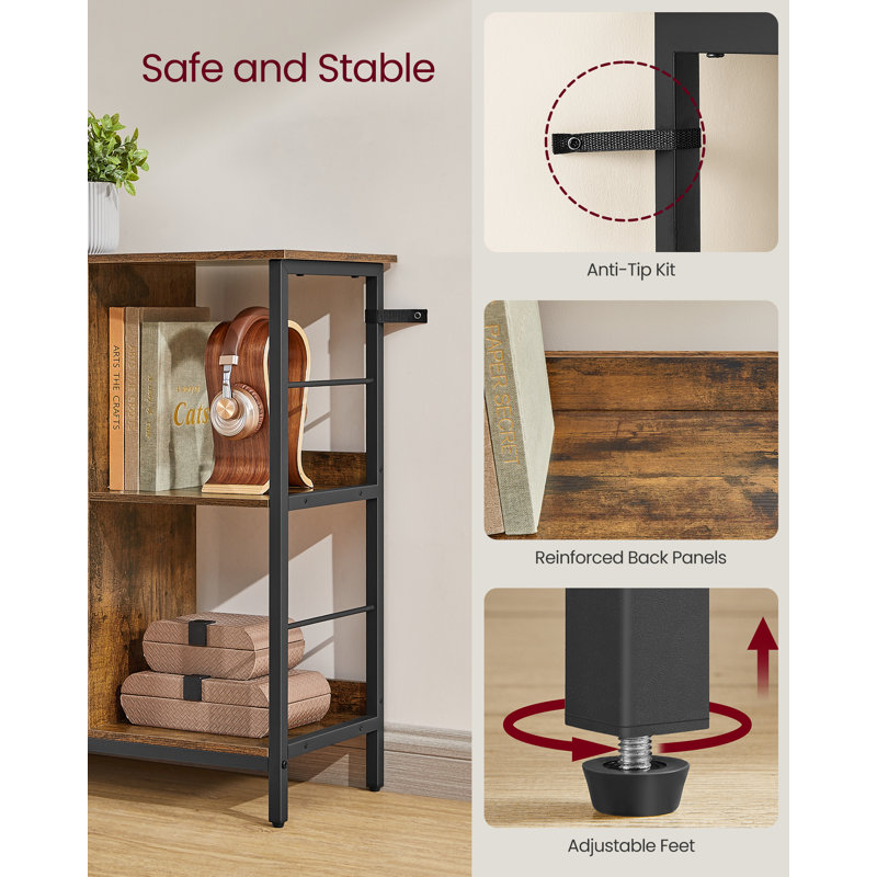 Bookcase, Bookshelf, Ladder Shelf 2-Tier, Display Storage Rack Shelf, For Office, Living Room, Bedroom, 33 X 132.6 X 80 Cm, Industrial, Rustic Brown