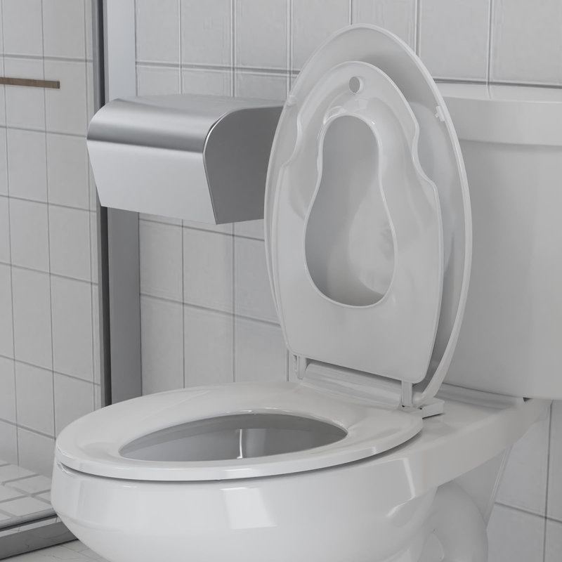 Soft Close Commercial Toilet Seat with Built-in Toddler Potty Training - Quick-Release Hinges, Durable Plastic, Mark-Resistant, Easy Clean, Fits 19" Elongated Toilets, F2041S American Standard, 2 Pack