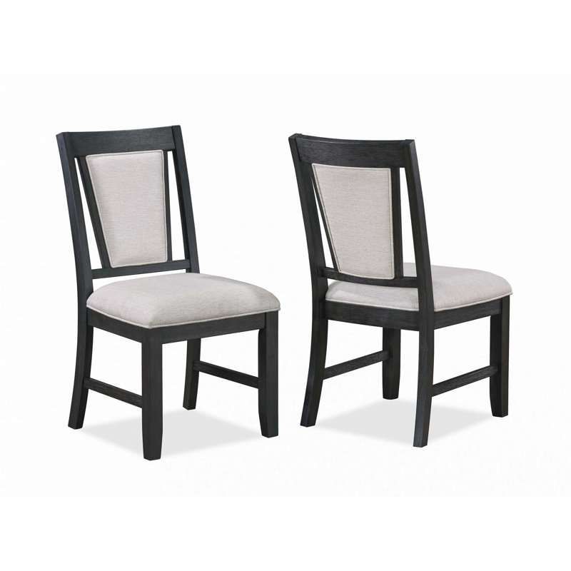 Chaise de salle à manger 2 pièces avec dossier rembourré et rembourré gris