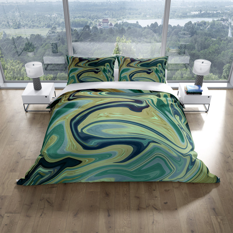 Polyester Abstract Duvet Cover Set, King Duvet Cover + 2 Shams