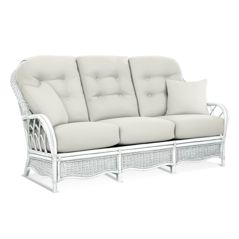 Everglade Upholstered 76'' Sofa, Beige Performance Fabric; 0851-73, Frost White