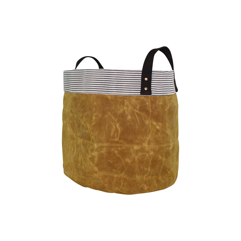 Bac de rangement en tissu ciré, Petit, Jaune