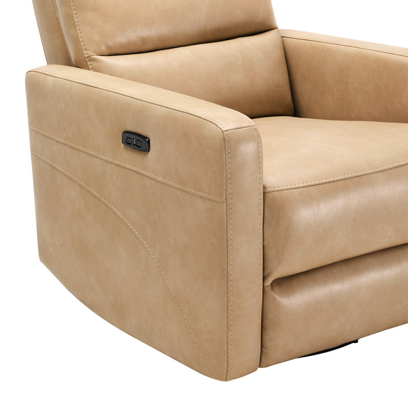 Fauteuil inclinable électrique pivotant en cuir Mila, Cuir végétalien blé Copley