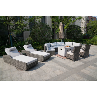 10 - Person Patio Conversation Set with Cushions