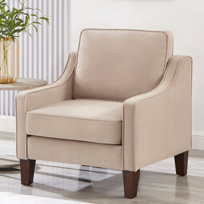Chaise avec accoudoirs, fauteuil à assise simple avec pieds en bois et fauteuil rembourré en velours