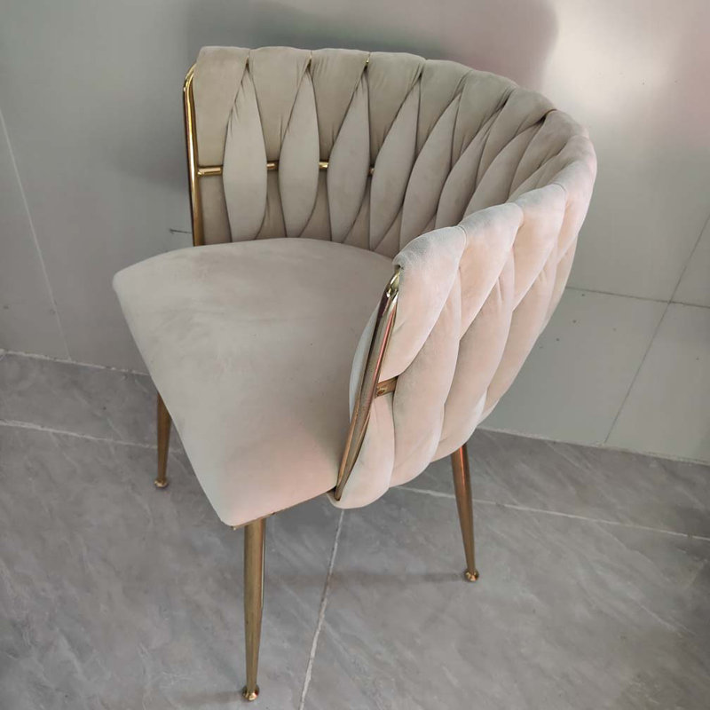 Chaise rembourrée en velours, Beige