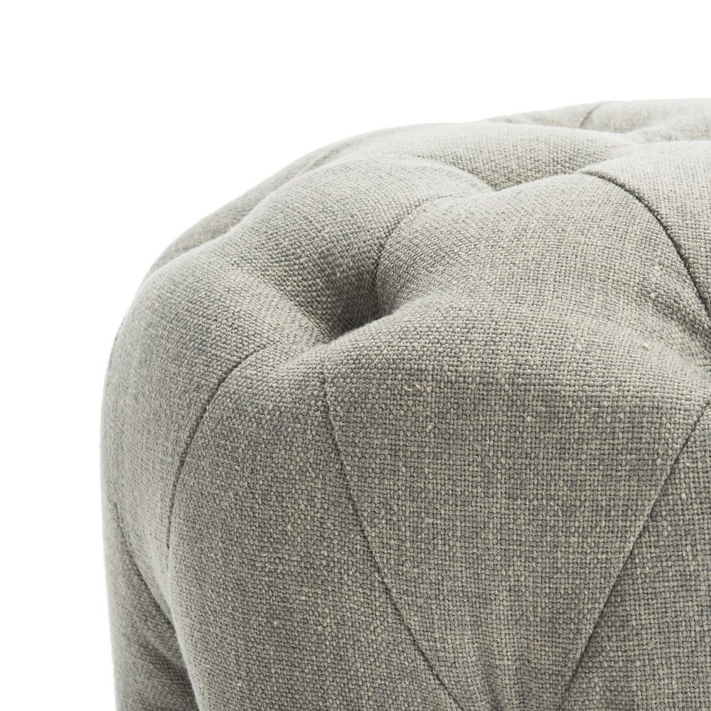 Burnes 16" Linen Upholstered Ottoman, Granite Washed