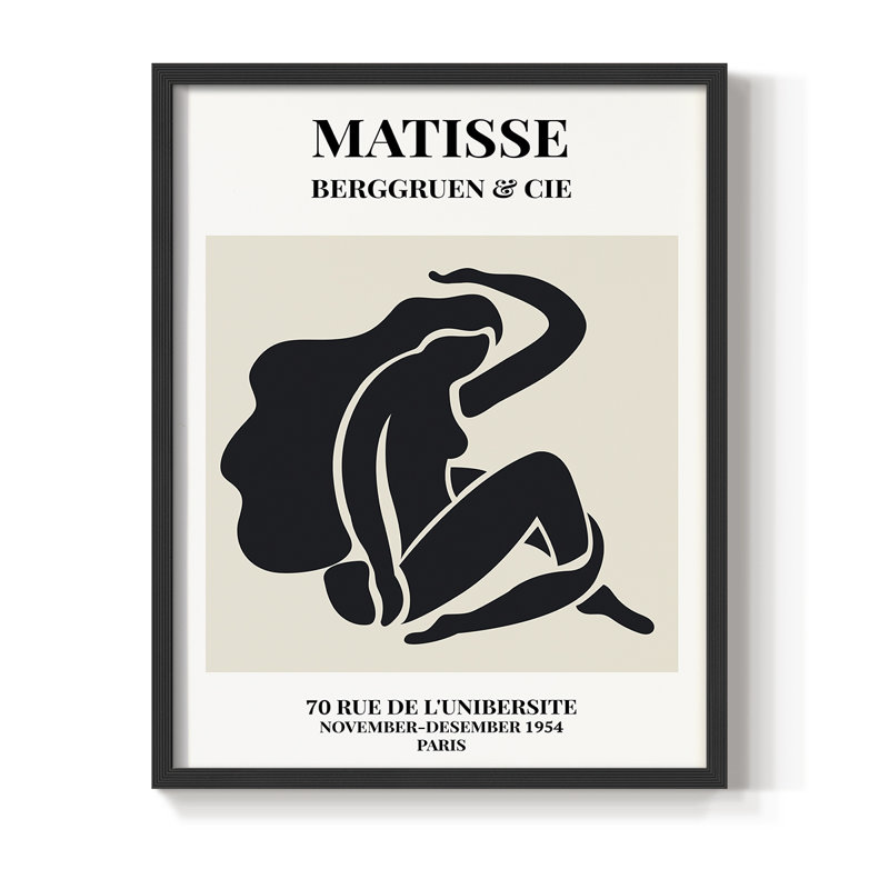 Matisse CXLIV Framed Print - Solid Wood, Black, 28" H x 22" W