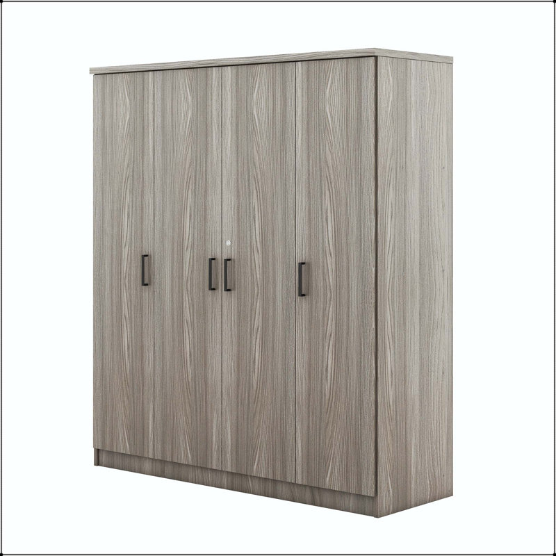 4-Door Wardrobe with 1 Drawer and Hanging Rail