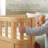 Low Profile Kids Platform Bed with Safety Rails, Removable Guardrail Toddler Bed Frame, Wood Slat Support, Natural, Queen-1292489132-1293431453
