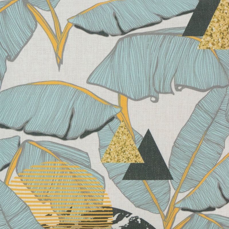 Green and Yellow Tropical Banana Leaf Square Throw Pillow