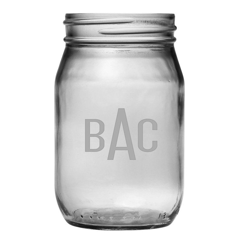 Pot de mason en verre monogrammes 16 oz Elaina, Oui, 3 lettres en losange