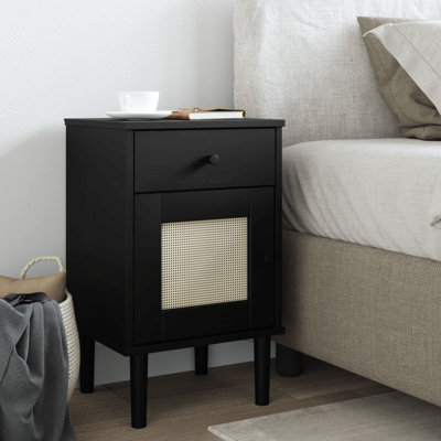 Bedside Table Rattan Look