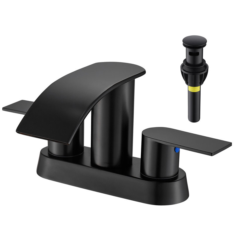 Centerset 2-handle Bathroom Faucet with Drain Assembly , Matte Black